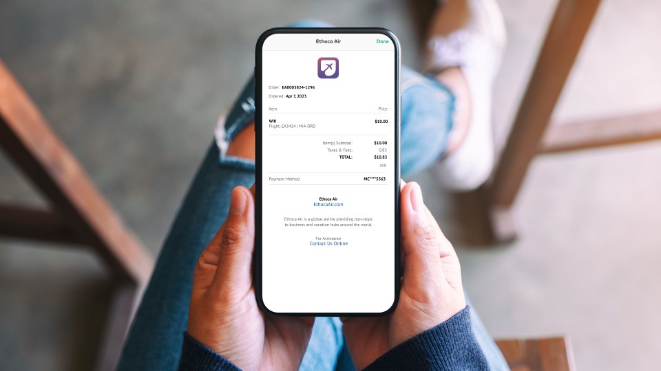 Someone viewing digital receipt on phone