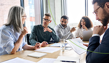 Business people working together in partnership
